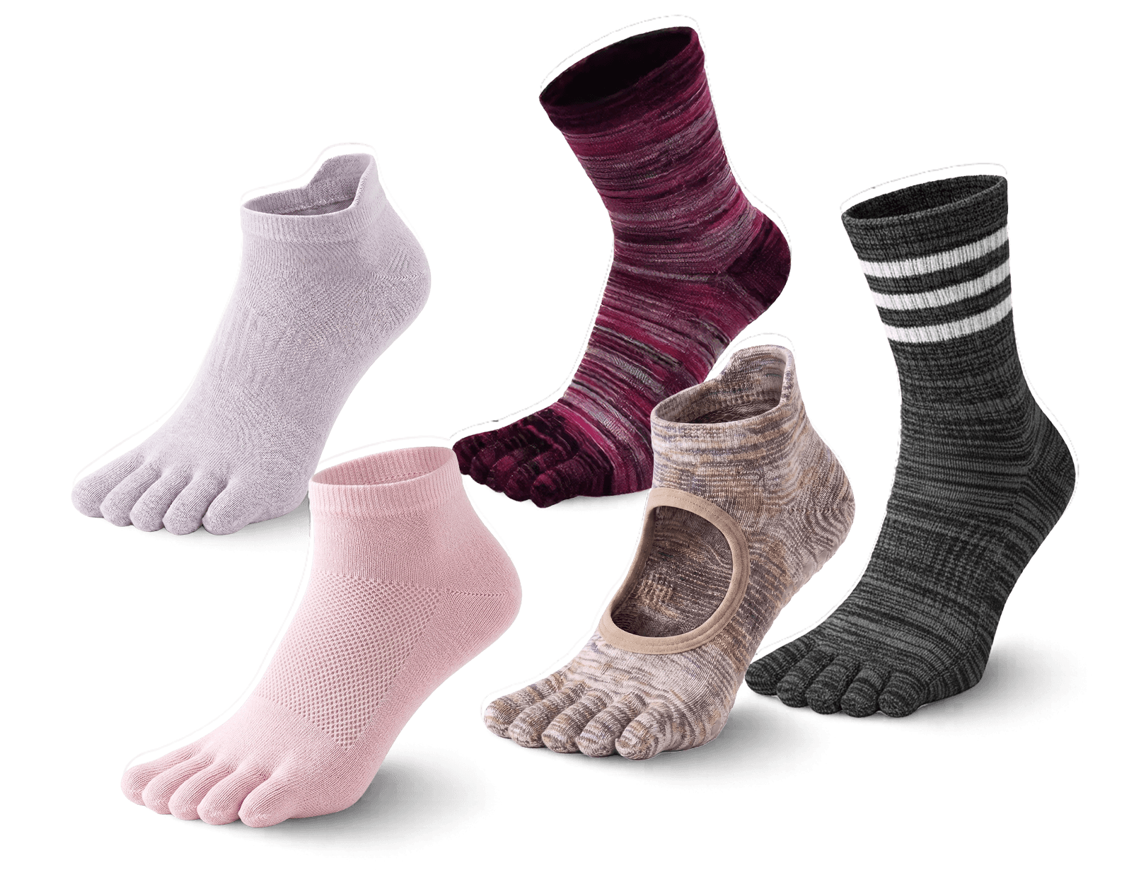 QUPOLPOL five-toe socks arranged with visible toe pockets